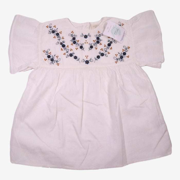 LOUIS LOUISE 10 ans Blouse broderies fleurs blanche