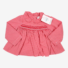 JACADI 18m blouse vichy rouge smock