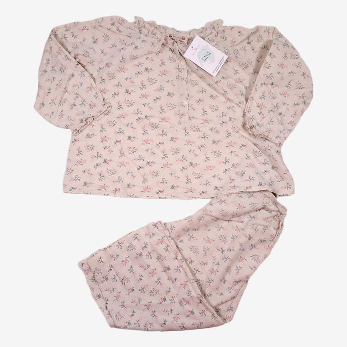 BONPOINT 4 ans Pyjama gris plumetis et fleurs