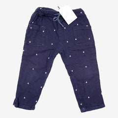 BOUTCHOU 18m pantalon lange marine motif étoile brodée