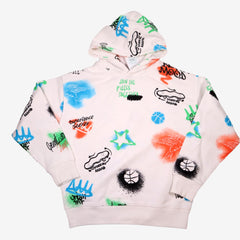 ZARA 12 ans sweat à capuche blanc dessins colorés