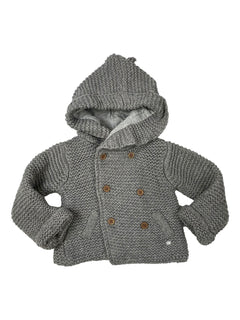 CYRILLUS 6 mois Pull à capuche en laine gris