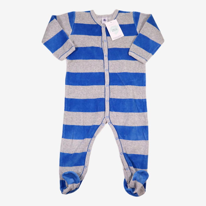 PETIT BATEAU 2 ans pyjama velours rayé bleu/gris