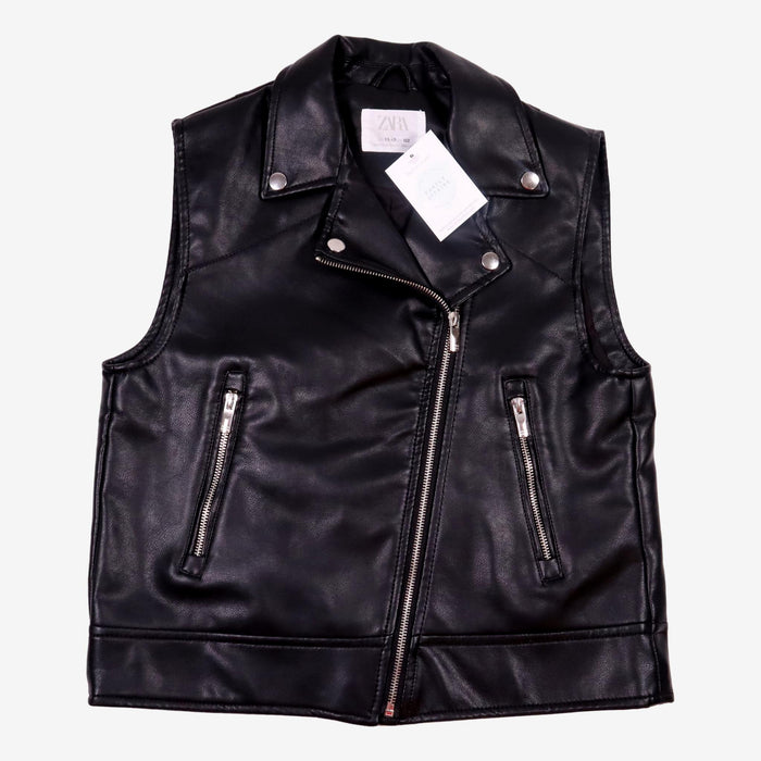 ZARA 12 ans Veste sans manches en similicuir noir