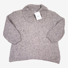 ZARA 8 ans pull en maille gris avec col nœud