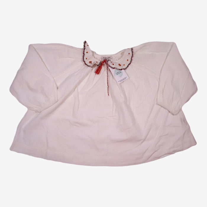 CARAMEL 8 ans Blouse col smock brodée blanche