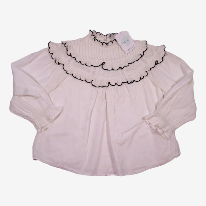 ZARA 8 ans Blouse à smocks et dentelles blanche