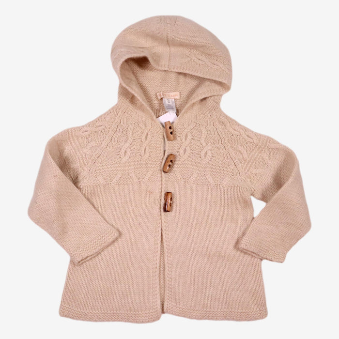 KUKU 12 mois Gilet à capuche beige 100% cachemire