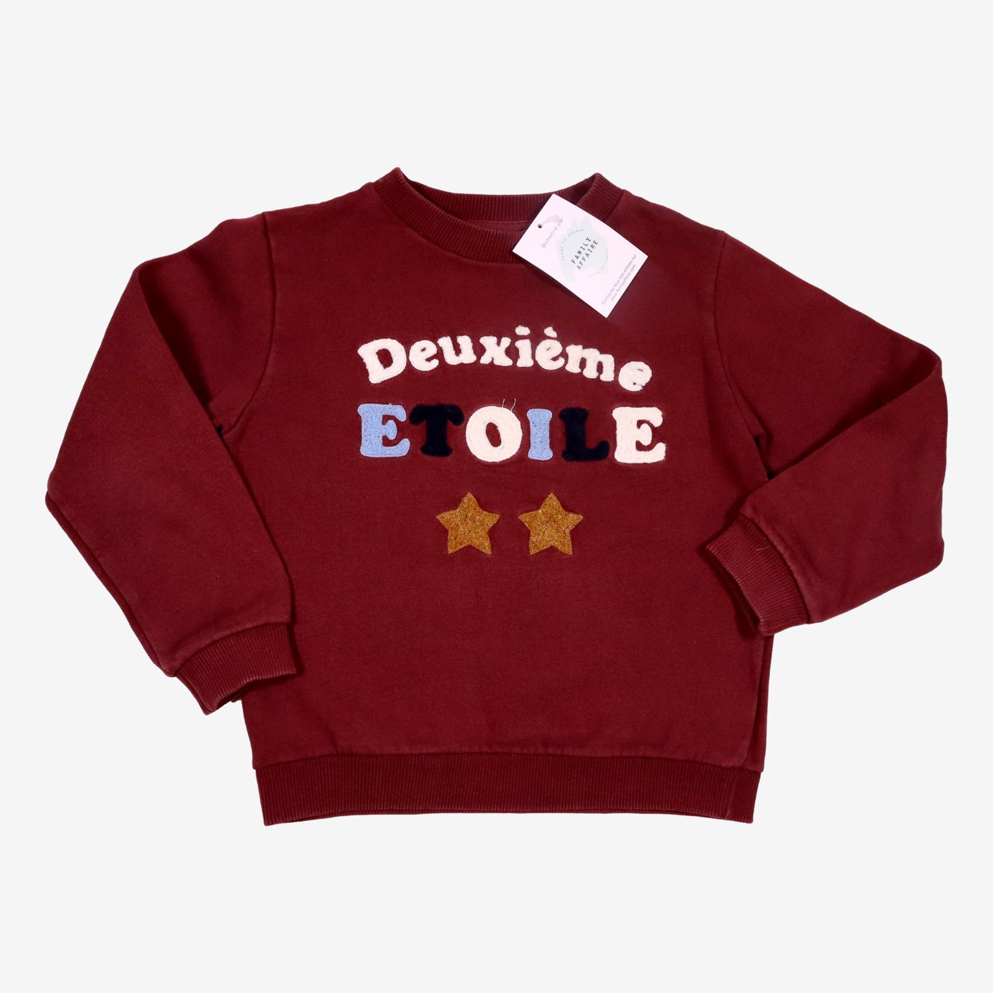 EMILE ET IDA 6 ans Sweat bordeaux "deuxième étoile"