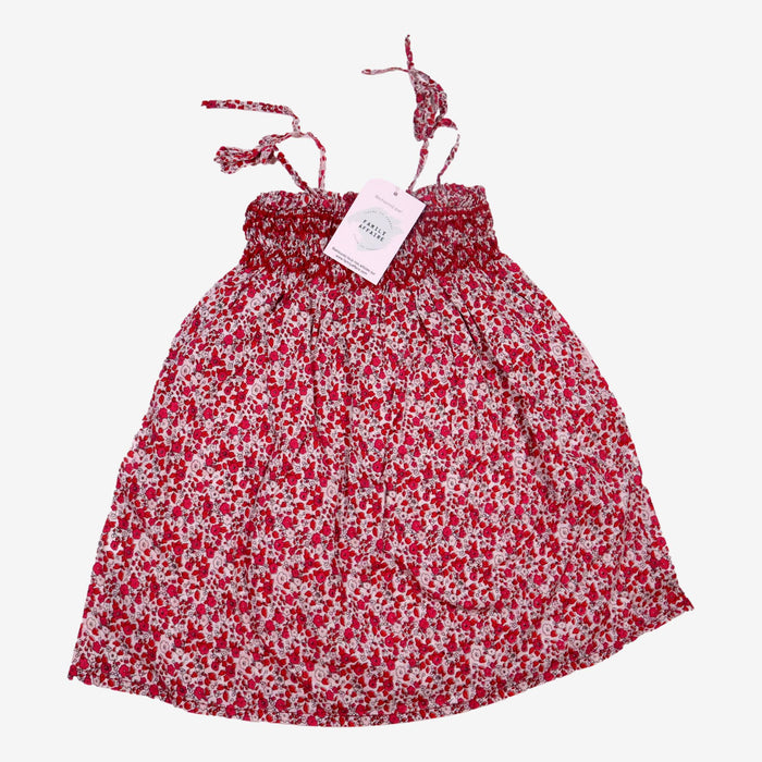 C de C 2 ans Robe smock fleurs rouges