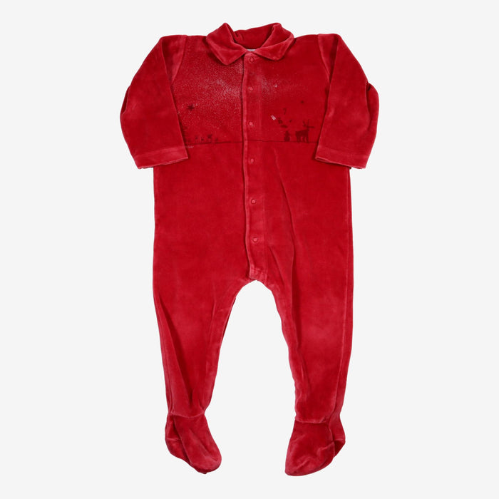 PETIT BATEAU 18 mois pyjama en velours rouge neige