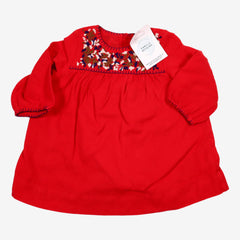 BONPOINT 6 mois robe rouge broderies