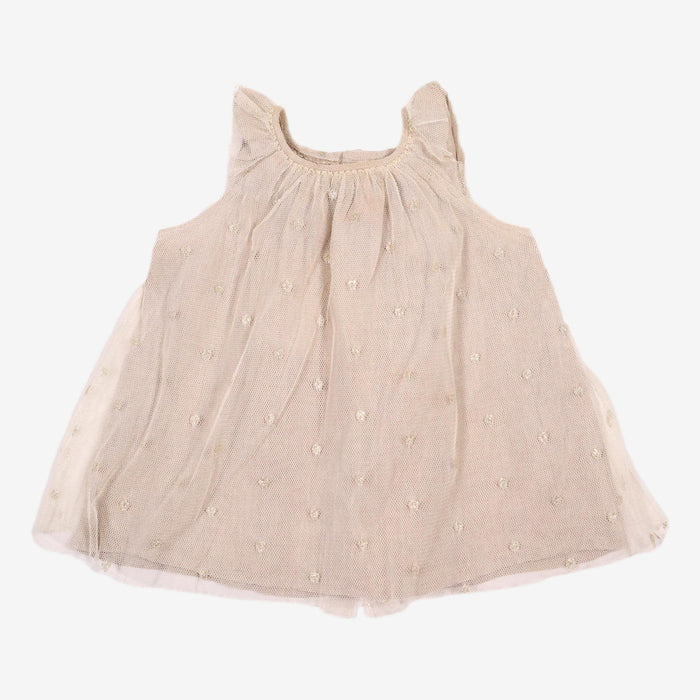 BONPOINT 12 mois robe en tulle beige pois or