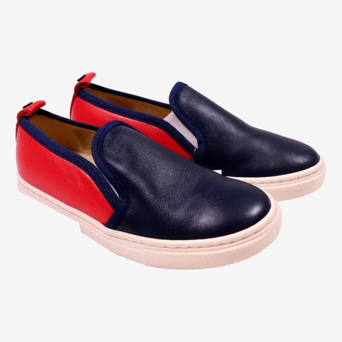 JACADI Baskets slippers bleu et rouge cuir