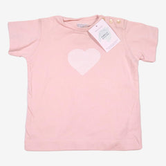 AGNES B 12 mois T-shirt rose motif coeur