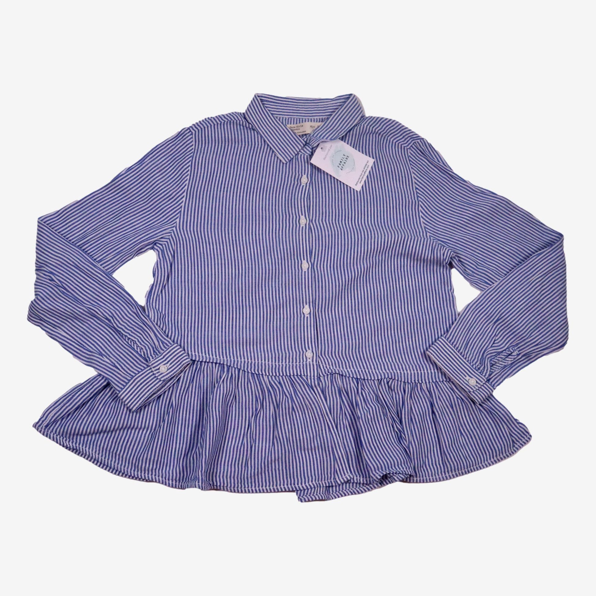 ZARA 9 ans Chemise à volants rayures bleues et blanches