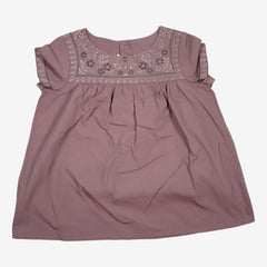 BONPOINT 10 ans Blouse tunique taupe broderies fleurs