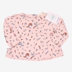 ZARA 6 mois tee-shirt rose pâle imprimé oiseaux