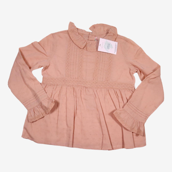 BONPOINT 8 ans Blouse tunique beige col smock et dentelle