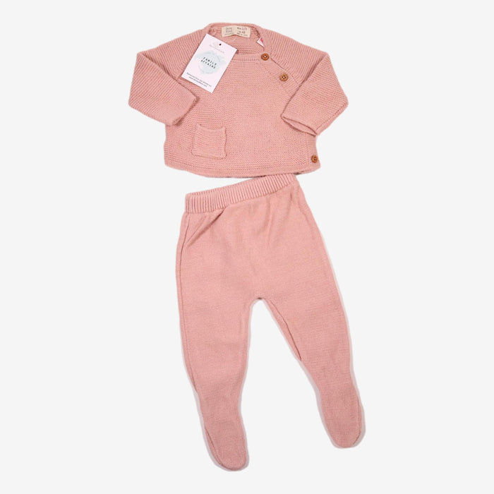 ZARA 1/3 mois ensemble en maille rose pull + pantalon