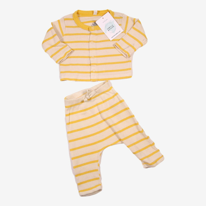 PETIT BATEAU 1 mois ensemble à rayures jaune et blanc