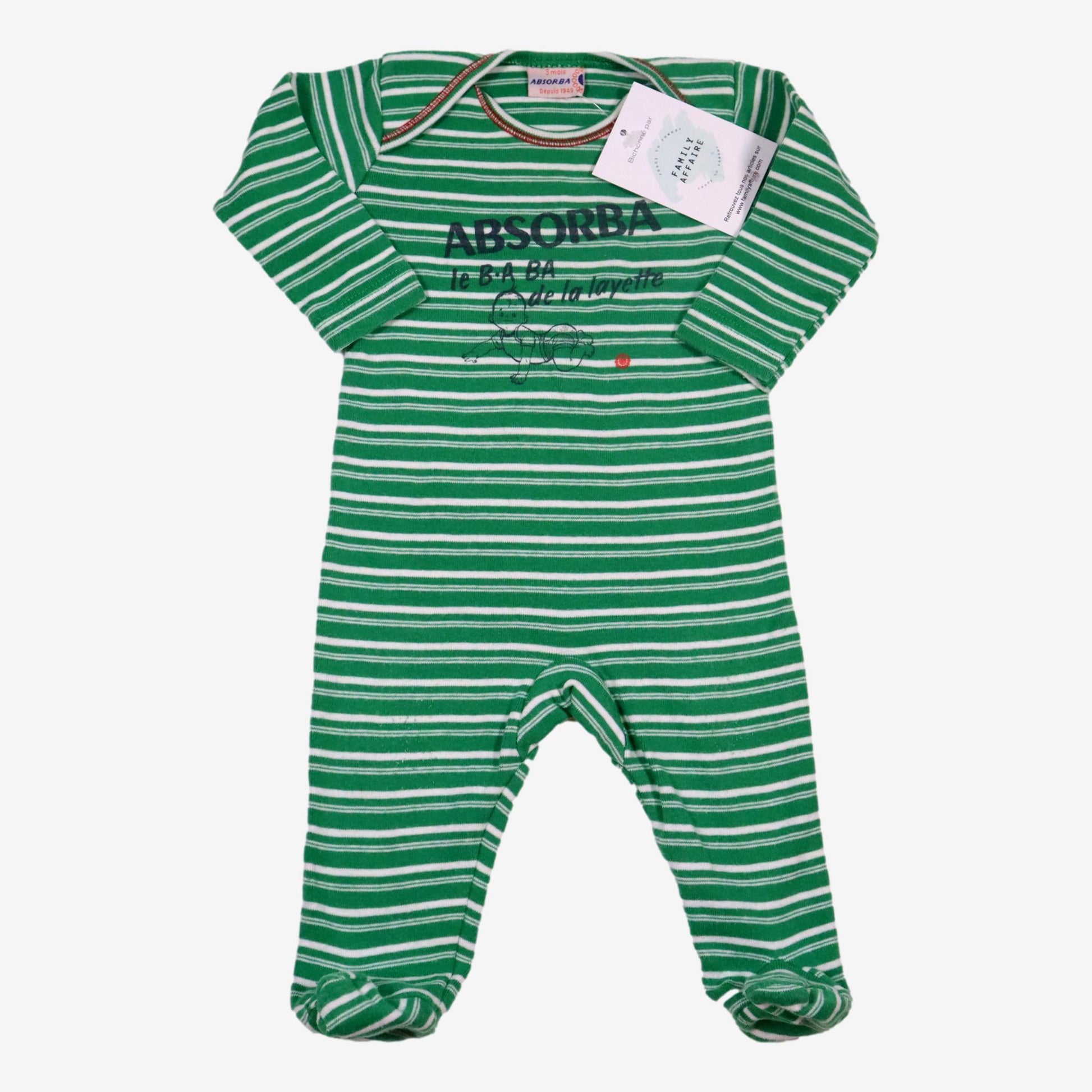 ABSORBA 3 mois pyjama rayé vert