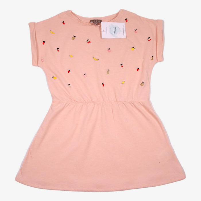 EMILE ET IDA 4 ans robe rose broderies fruits