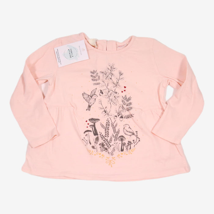 ZARA 2/3 ans tee shirt rose oiseaux