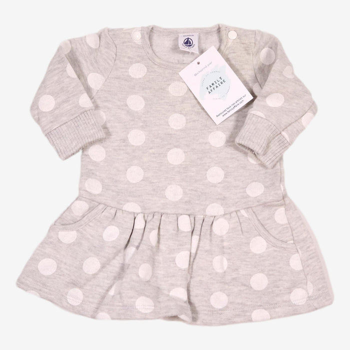 PETIT BATEAU 3m robe grise jersey pois