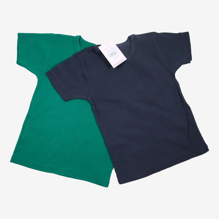 PETIT BATEAU 5 ans Lot de 2 teeshirts marine et vert