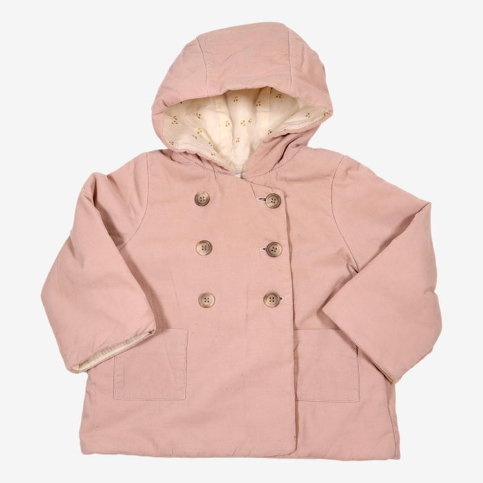 BONPOINT 2 ans manteau velours rose poudre