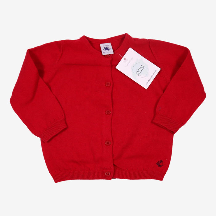 PETIT BATEAU 12 mois Gilet rouge en maille