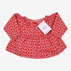 BONTON VINTAGE 6 mois Blouse rouge imprimé fleurs