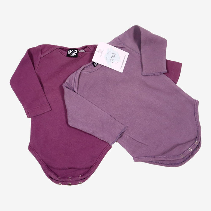 BONTON 1 mois Lot de 2 body mauve et prune