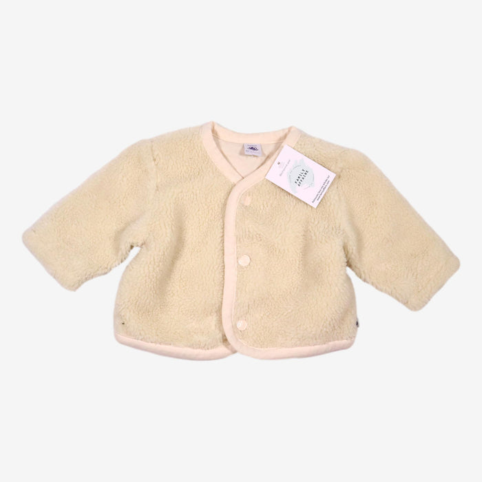 PETIT BATEAU 12 mois Veste en moumoute blanche