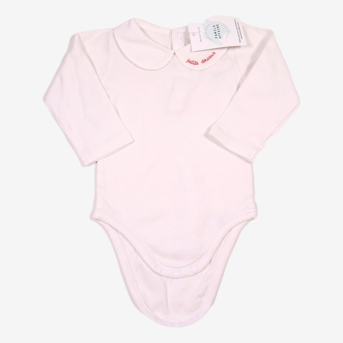 JACADI 12m body col brodé en rose "petite douceur"