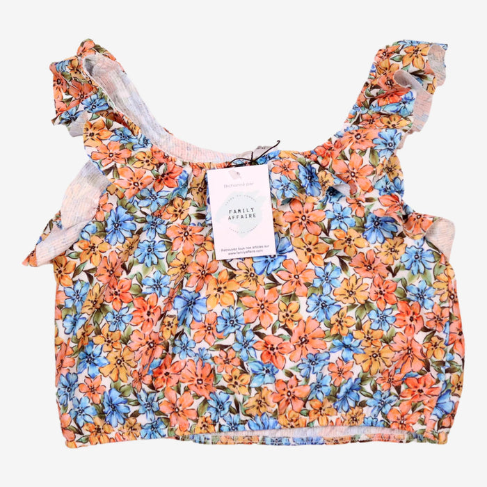 ZARA 12 ans crop top fleurs orange rose bleu