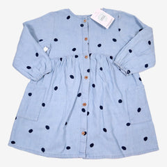 ZARA 3/4 ans robe chambrai pois marine