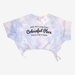 ZARA 10 ans t-shirt crop top bleu tye dye