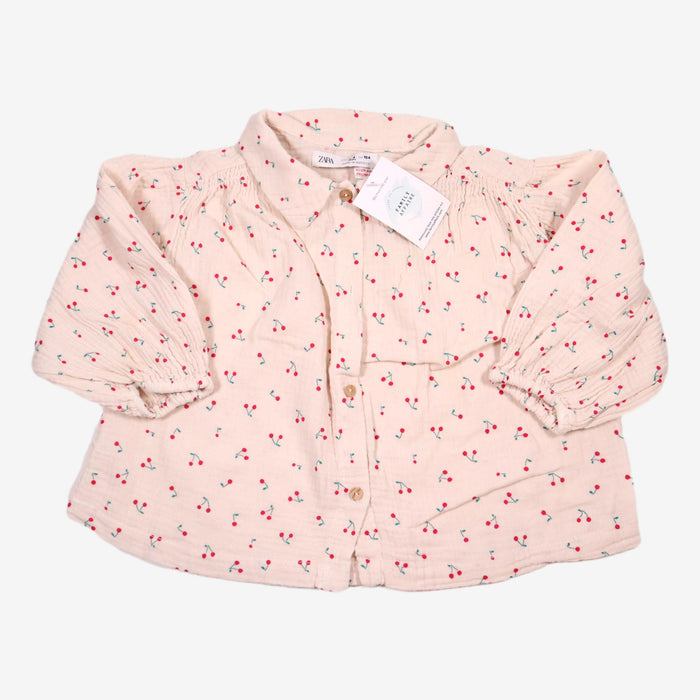 ZARA 3/4 ans blouse cerise gaze de coton