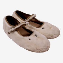 BONTON P 31 chaussons souris fausse fourrure blanc