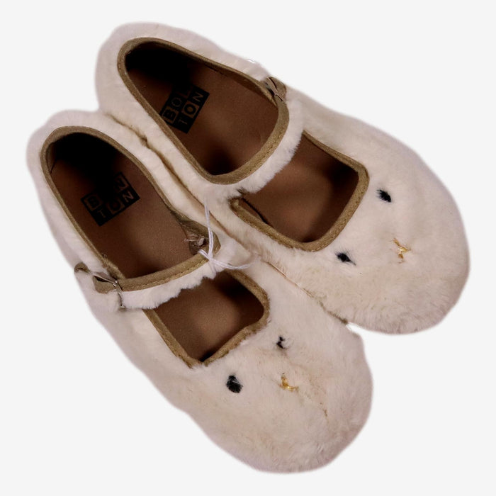 BONTON P 31 chaussons souris fausse fourrure blanc