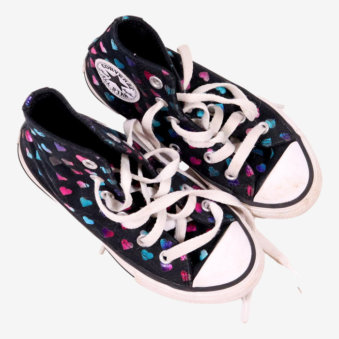 CONVERSE P28 baskets noir coeurs rose et bleu