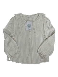 ZARA 7 ans Blouse blanche col pointu dentelle