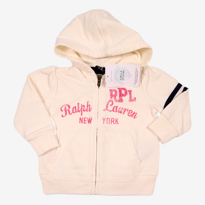 RALPH LAUREN 6 mois gilet blanc à écritures roses