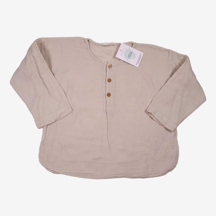 ZARA 5 ans Chemise en gaz de coton écru sans col