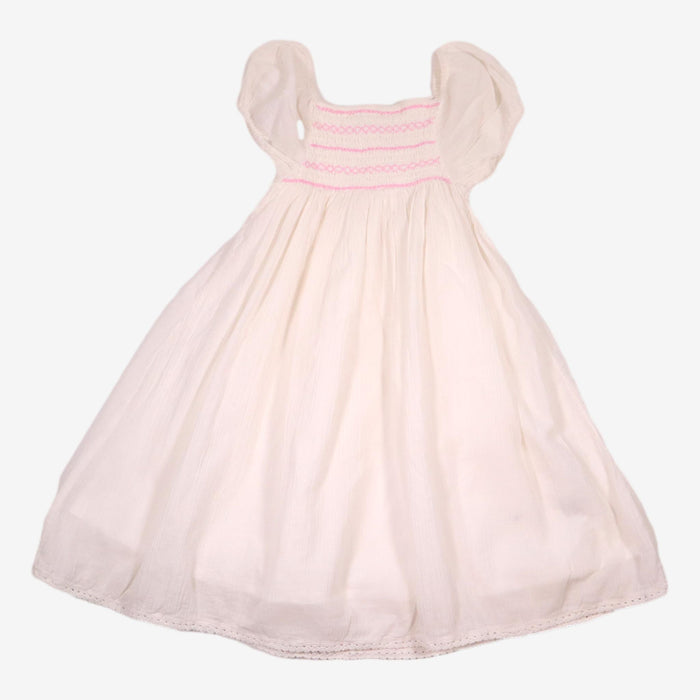 BOBINE 8 ans robe blanche smock rose