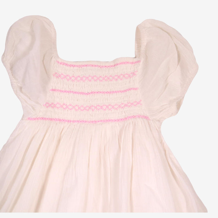 BOBINE 8 ans robe blanche smock rose