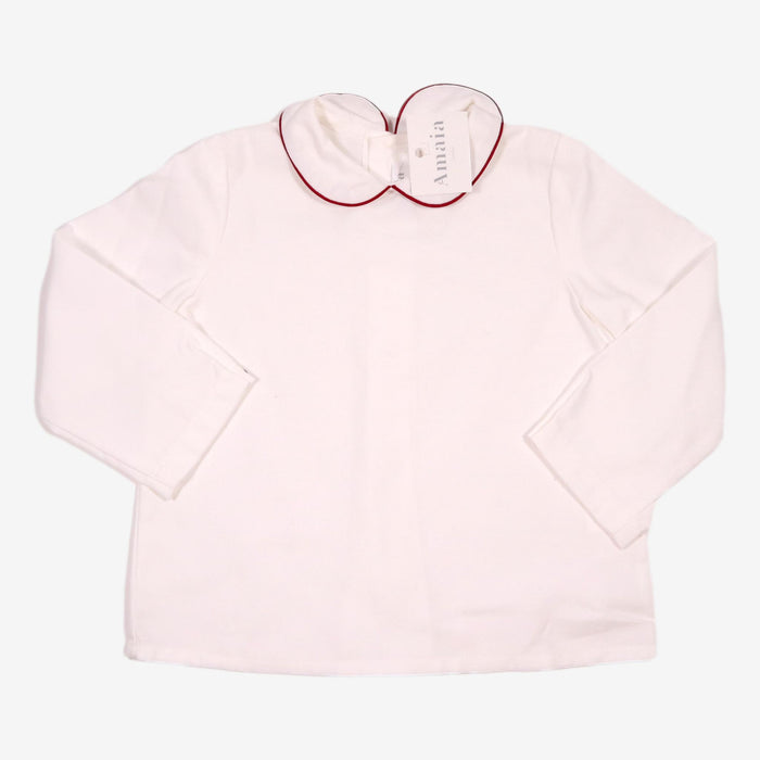 AMAIA outlet 3 ans blouse blanche col bordeaux