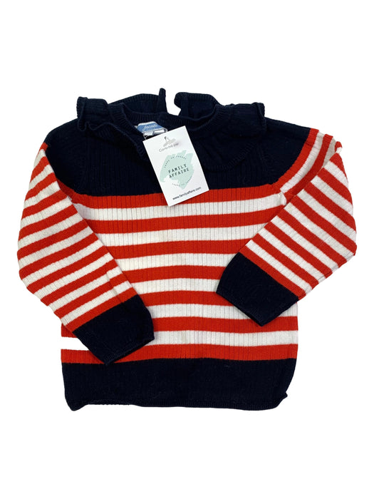 JACADI 2 ans Pull marine rayé rouge